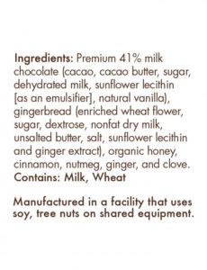 Chuao hope joy and gingerbread holiday chocolate bar ingredients
