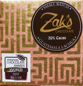 Zak's Chocolate Guatemala Lachua Bar