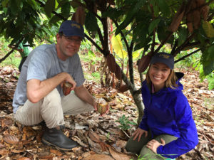 Tom and Monica under a cacao tree