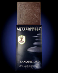LetterPress Chocolate Tranquilidad Chocolate Bar Packaging