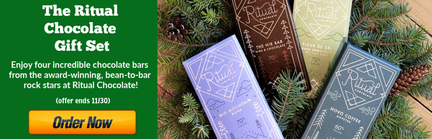  Ritual Dark Chocolate Bar, The Nib Bar 75% Cacao