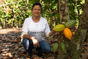 Jenny Samaniego and a Cacao Tree