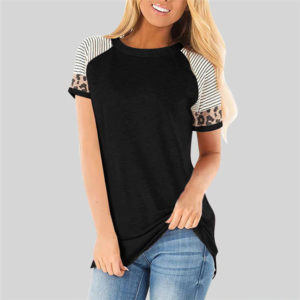 Leopard Sleeve Summer Shirt - Black