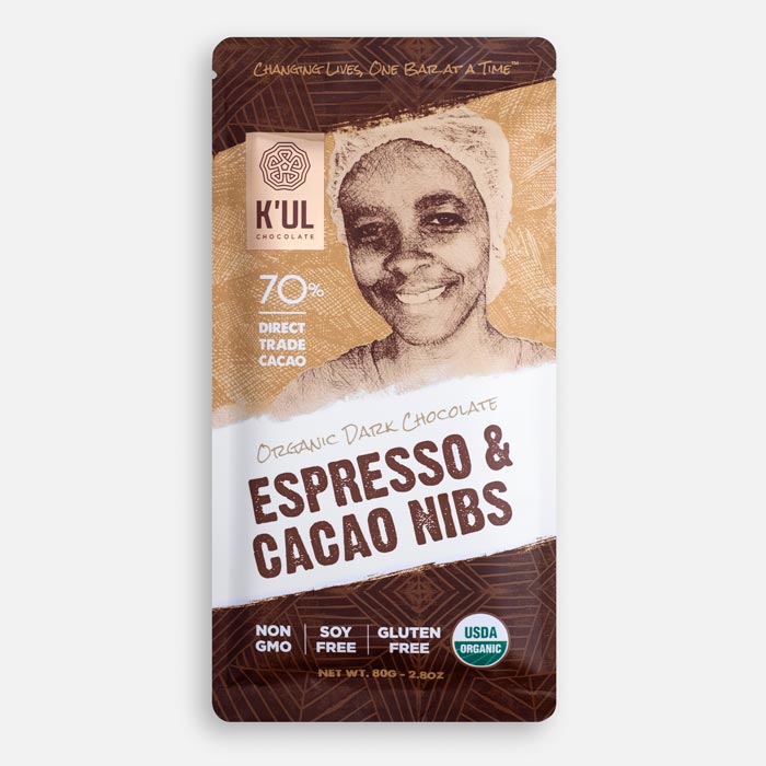 Kul Chocolate Espresso and Cacao Nibs Chocolate Bar