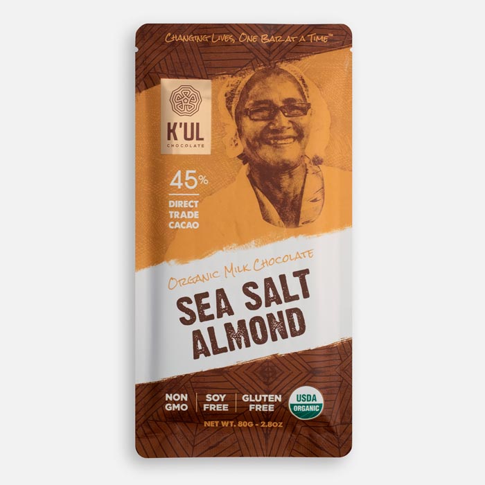 Kul Chocolate Sea Salt Almond Chocolate Bar